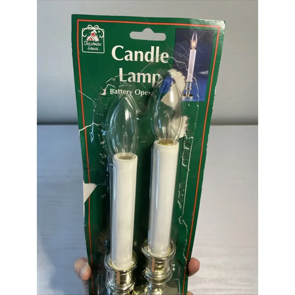 2 Pc Christmas House Candle Lamp Battery Operated 2 AA Holiday Wedding Parties